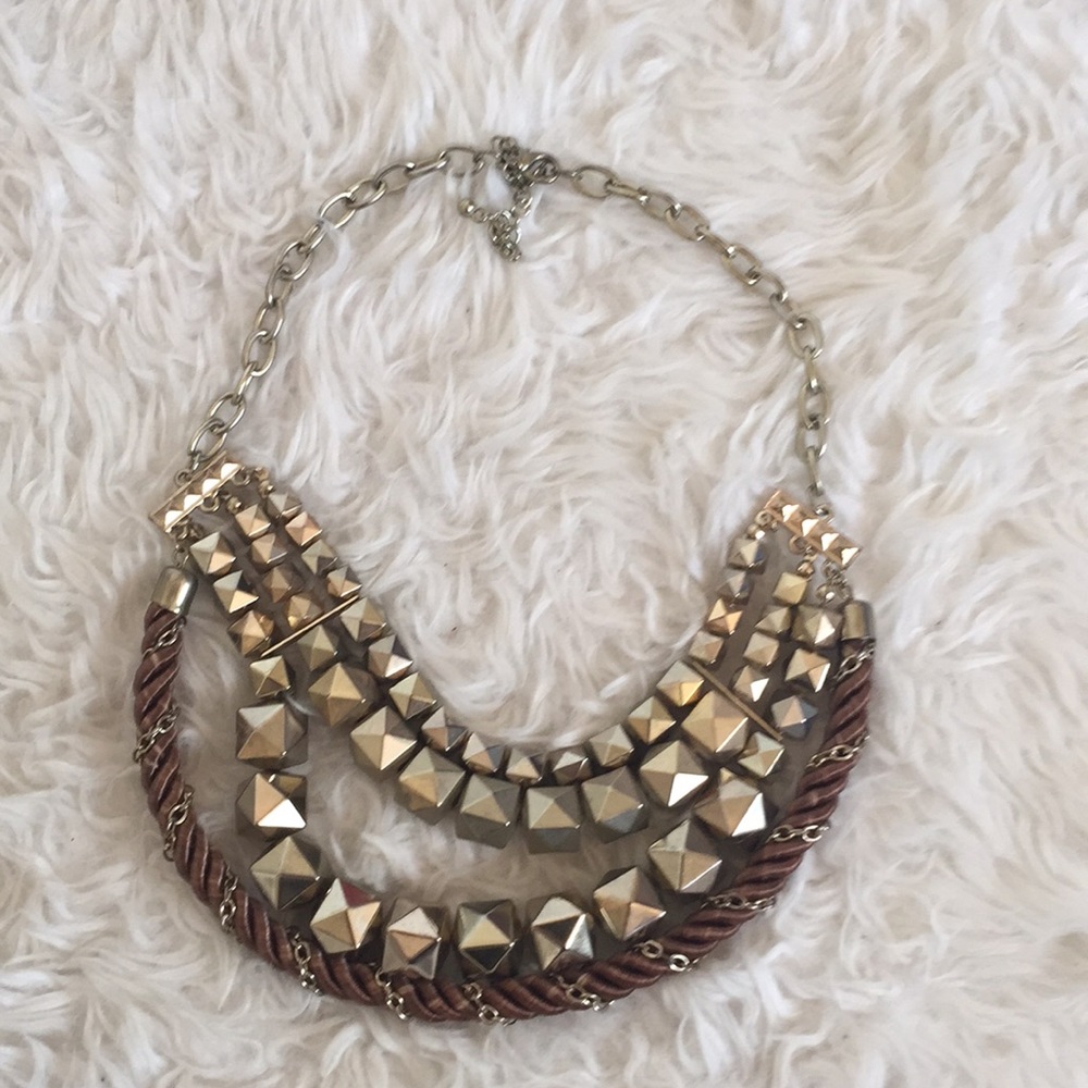 📸Aztec style rustic gold necklace